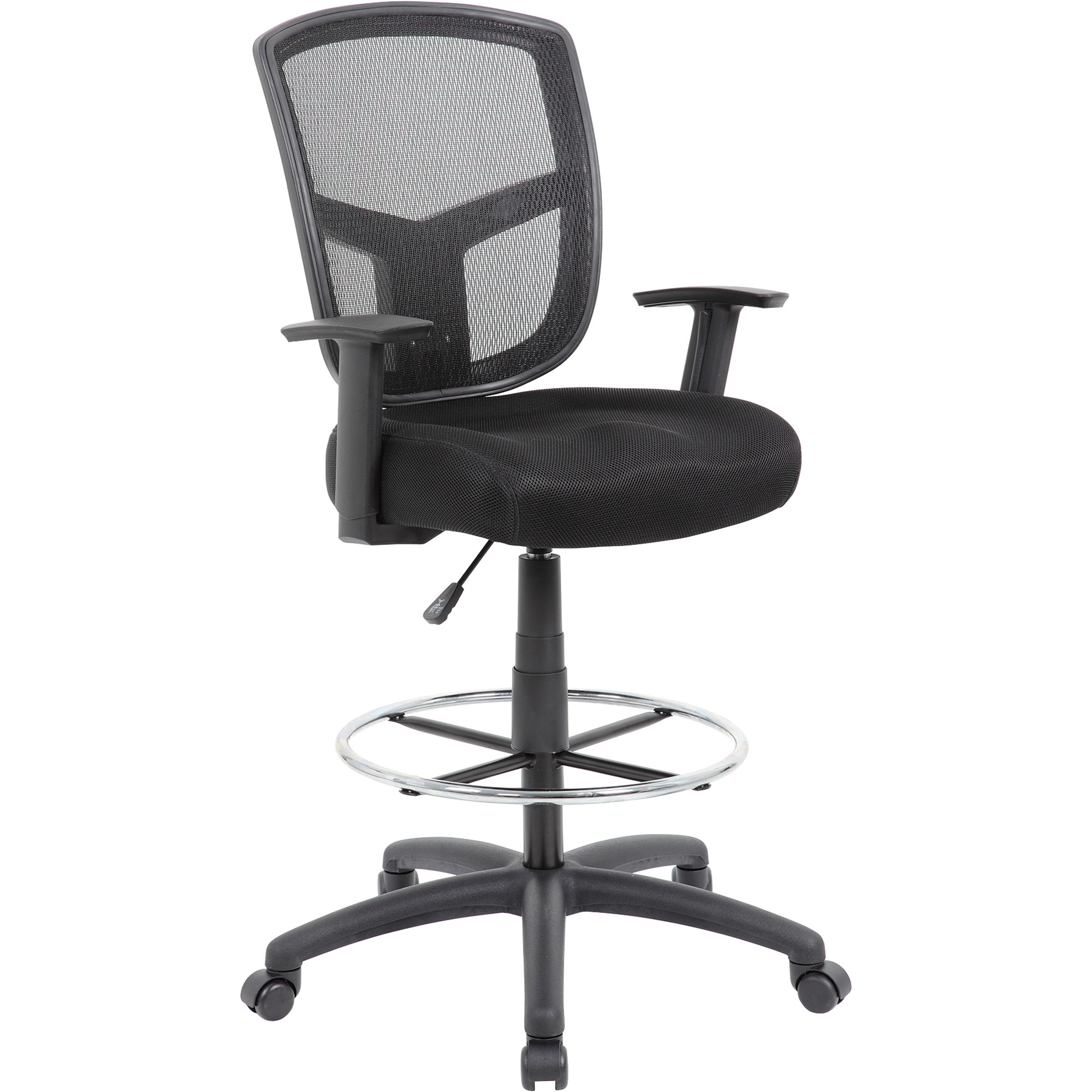 BOSS Contract Mesh Drafting Stool, Black, 27in.W x 27in.D x 46-49in.H, Model# B16021